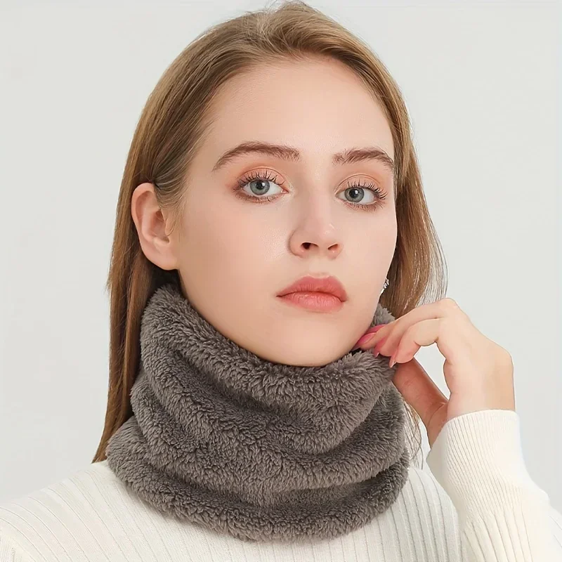 Neck Gaiter Fleece - Windproof Plush Infinity Scarf Solid Color